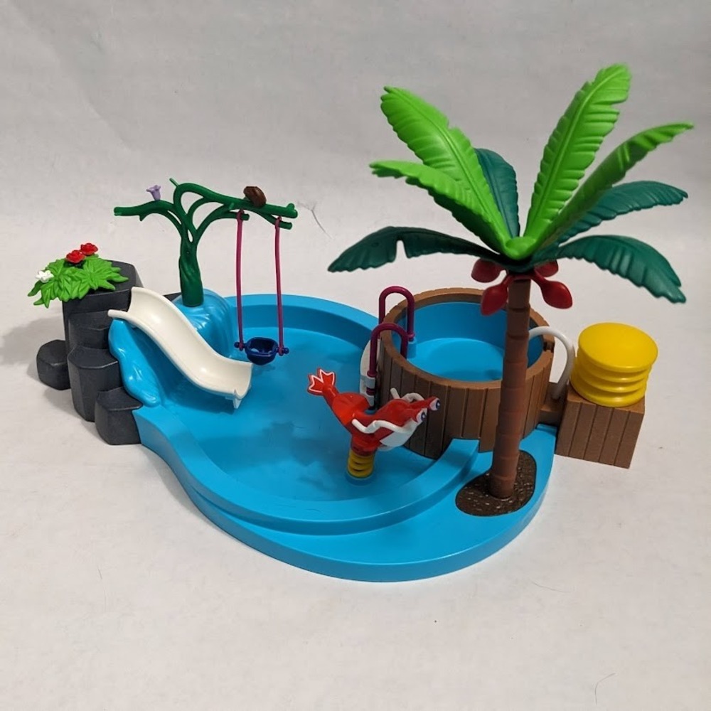 Playmobil Tropical Water Park Pool Playset 3328200 Slide Hot Tub Palm Tree